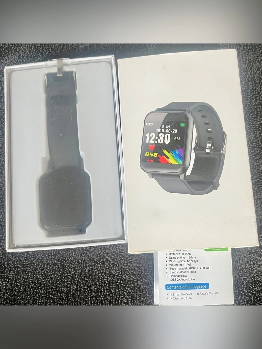 Black Smartwatch with Heart-Rate & Activity Tracking
